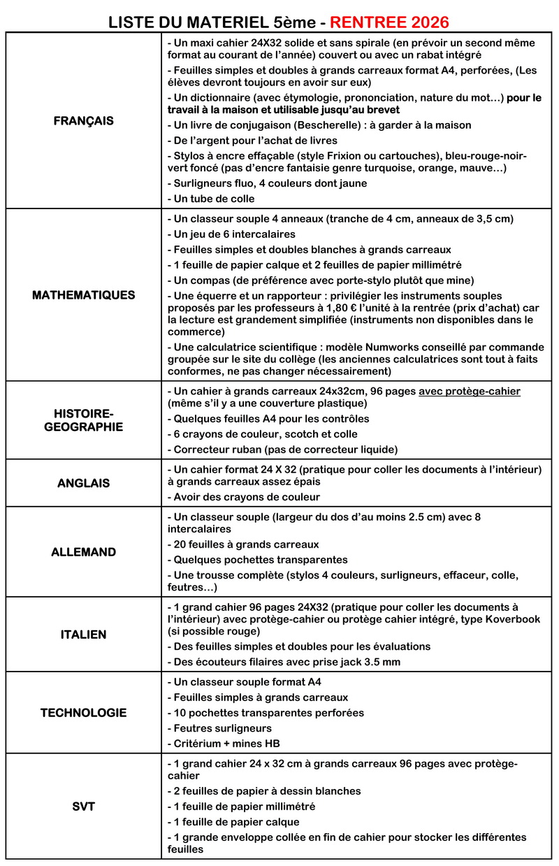 listemateriel 5ème 2026 001 redimensionner